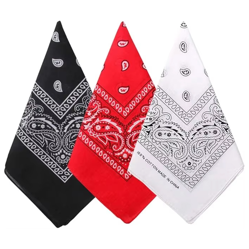 Bandana Blank White - وشاح رجالي ونسائي كبير بنقشة كاوبوي